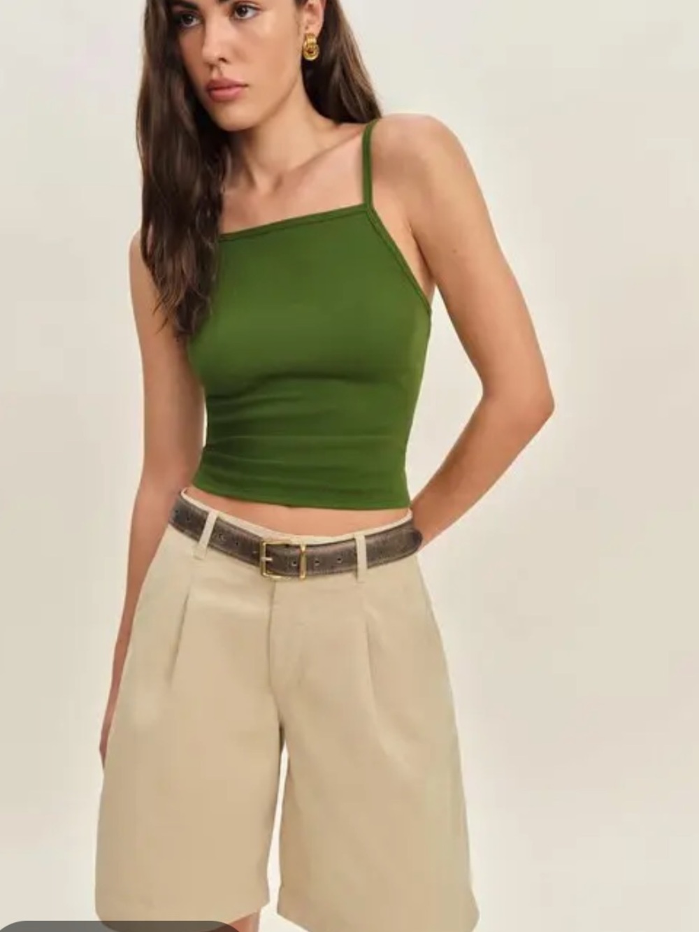 NWT Reformation Malia Mid Rise 10” Trouser Twill Shorts